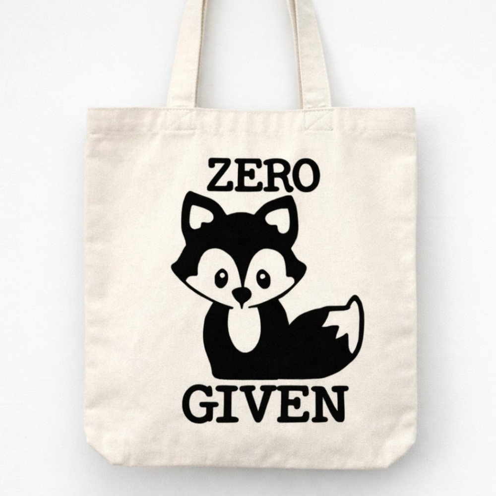 Zero Fox Given Funny Tote Bag | Cute Fox Canvas Bag | Sarcastic Aesthetic Bag